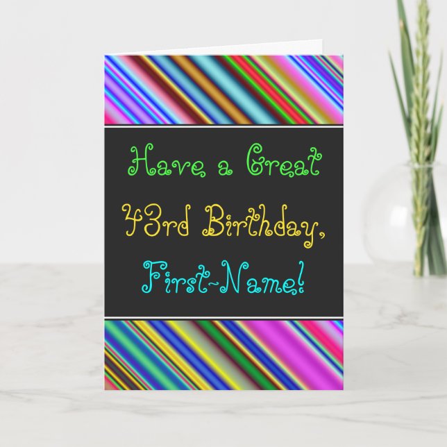 Roligt, färgstarkt, vettigt 43:e födelsedagskort kort (Framsida)