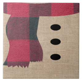 Roligt Farmhouse Burlap Snögubbe Pput Scarf & Butt Kakelplatta