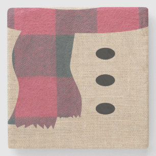 Roligt Farmhouse Burlap Snögubbe Pput Scarf & Butt Stenunderlägg
