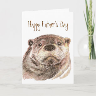 Roligt Fars dag Anpassningsbar Cute Otter Nature W Kort