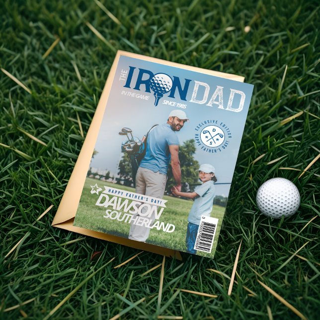 Roligt Fars dag golf Älskare-fotomagasin Kort (Fun Father's Day Dad golf Lover Photo Magazine Card)