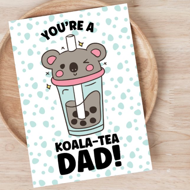 Roligt fars dag koala-te daddy pun ordlek helgkort (Skapare uppladdad)