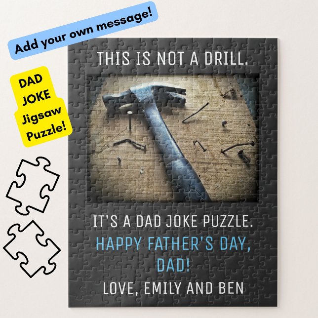 Roligt Fars dag-skämt "Det här är ingen drill" Pap Pussel (A funny Dad Joke pun jigsaw puzzle for your special papa on Father's Day! This is not a drill!)