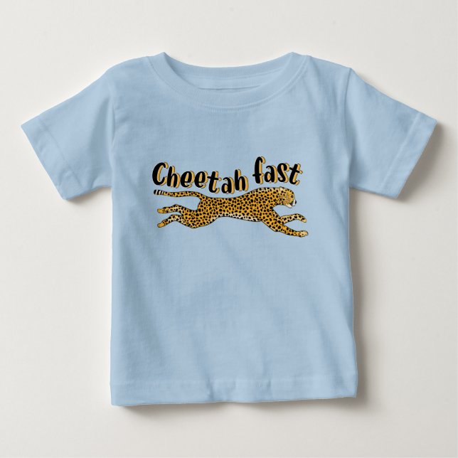 Roligt Fast Cheetah Cat Kids Barn Animal T-Shirt (Framsida)