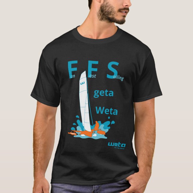 Roligt Fast Sailing får en orange Weta - vad mer! T Shirt (Framsida)