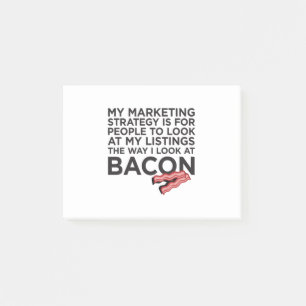 Roligt fastighetcitationstecken för bacon post-it block