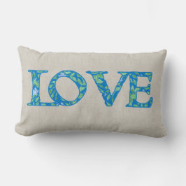 Roligt Faux Applique Blommigt Kärlek Text Design Lumbarkudde