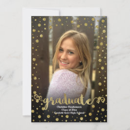Roligt Faux Guld Glitter Confetti Photo Studenten Inbjudningar