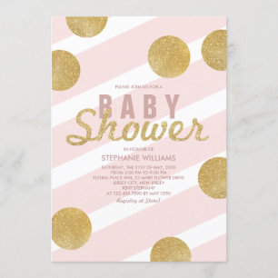 Roligt Faux Guld Glitter Rosa Baby Shower Inbjudan