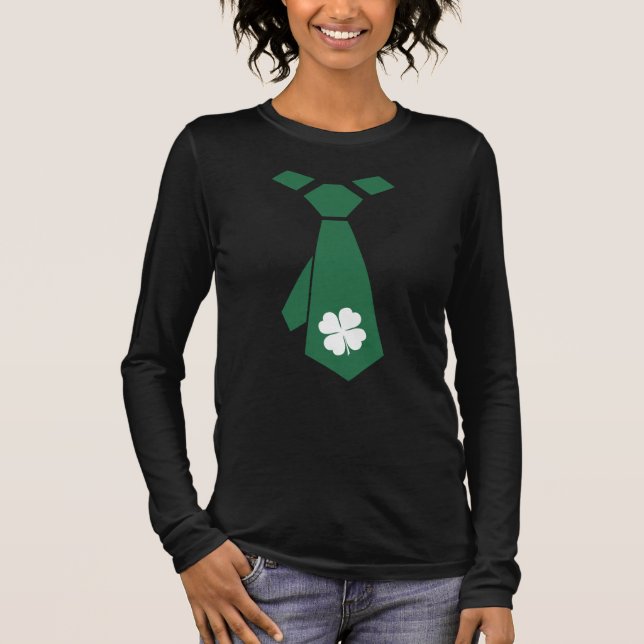 Roligt Faux Shamrock Tie St. Patrick's Day Tröja (Framsida)