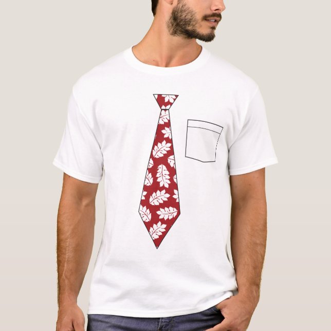 Roligt fejka den röda tropiska slipsskjortan t-shirt (Framsida)