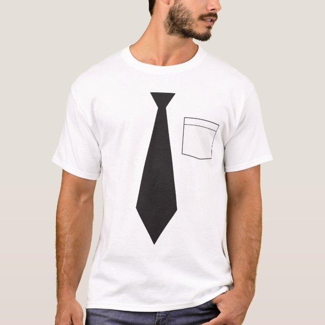 Roligt fejka den svart slipsskjortan t-shirt (Framsida)