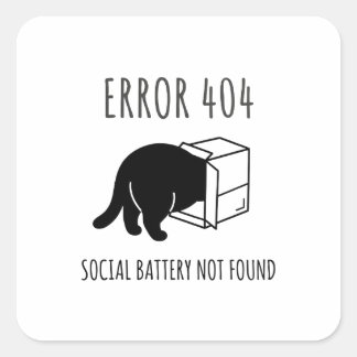 Roligt fel 404 Katt Socialt Batteri Klistermärke