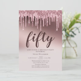 Roligt Femtio överraskningar Rosa Glitter födelsed Inbjudningar
