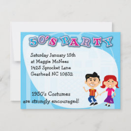 Roligt femtio Temaparty Sock Skutt Kids Art Inbjudningar