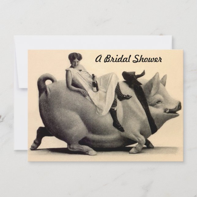 Roligt & Festive Antique Inbjudningskort för möhip (Framsida)