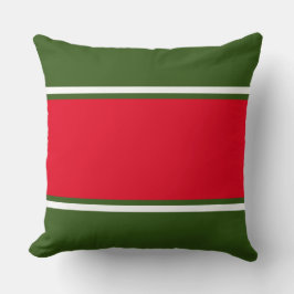 Roligt Festive Bright Red Mörk grönt Helgdag Rand Kudde