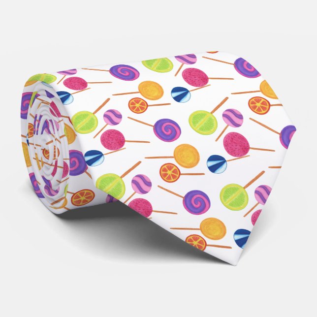 Roligt Festive Collage Colorful Lollipops Slipsar (Rullad)