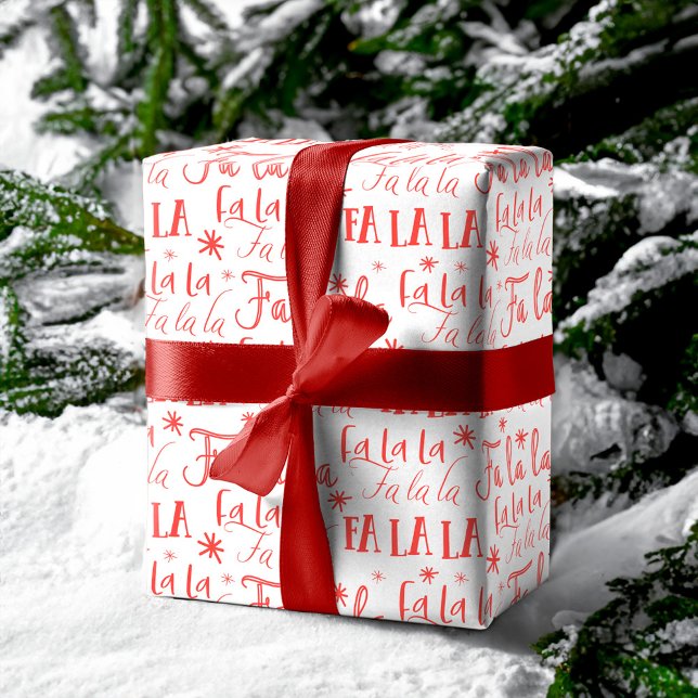 Roligt Festive La La Typography Helgdag Presentpapper (Fun Festive Fa La La Typographic Christmas Holiday Wrapping Paper)