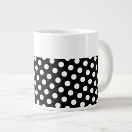 Roligt Festive Modern Bold Black White Polka dots Jumbo Mugg