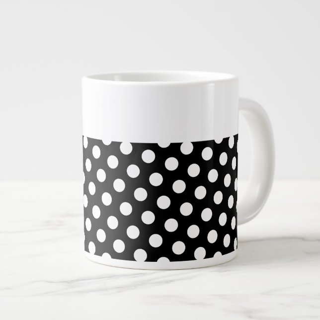 Roligt Festive Modern Bold Black White Polka dots Jumbo Mugg (Framsida höger)