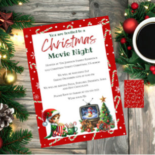 Roligt Festive Movie Nattjul Party Inbjudningar