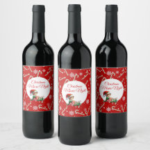 Roligt Festive Movie Night jul Party Vin-etikett