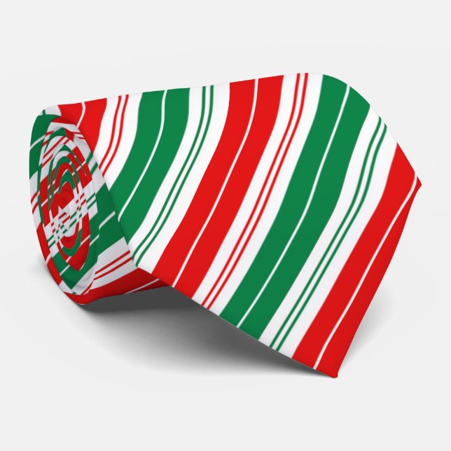 Roligt Festive Red grönt candy cane rand Slips (Rullad)