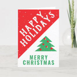 Roligt Festive Red och grönt Julgran Helgkort
