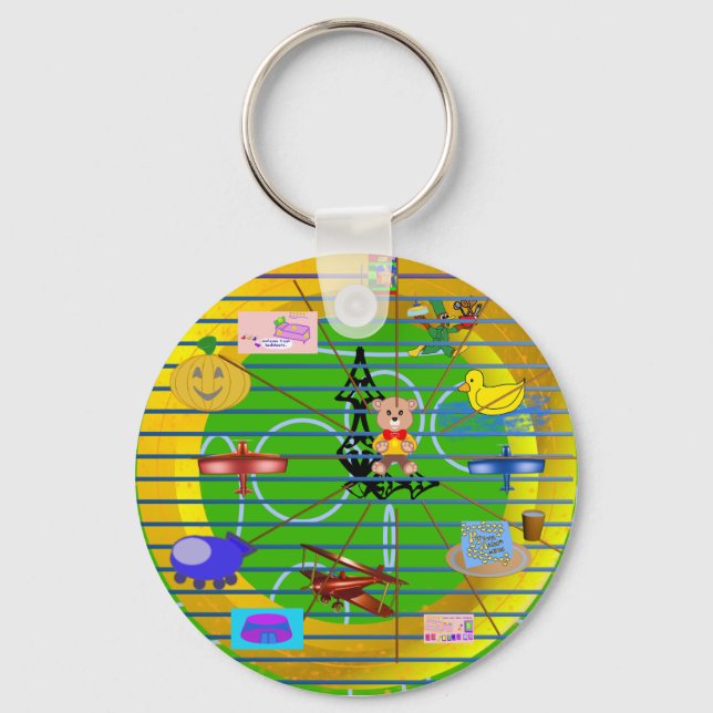 Roligt Festive Tecknad Festival Nyckelring (Framsida)