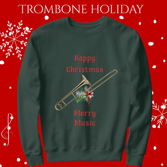 Roligt Festive Trombone Lycklig jul Merry Music T Shirt (Celebrate the Holidays with Music.)