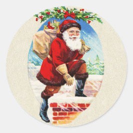 Roligt Festive Vintage Victorian Santa Gifts Skors Runt Klistermärke