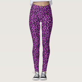 Roligt Fetstigt Lila och Rosa Färgt leopard Skriv  Leggings