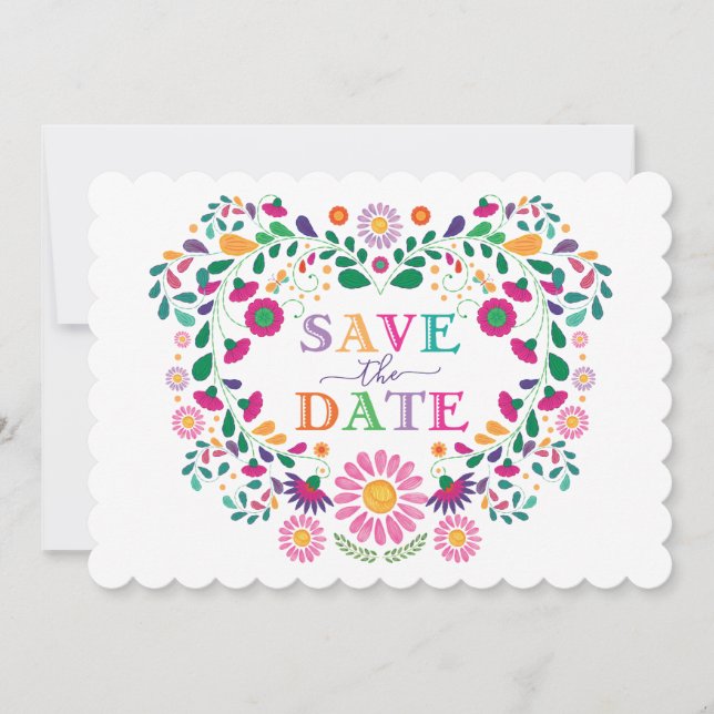 Roligt Fiesta Mexikansk blomning Spara datum Inbjudningar (Framsida)