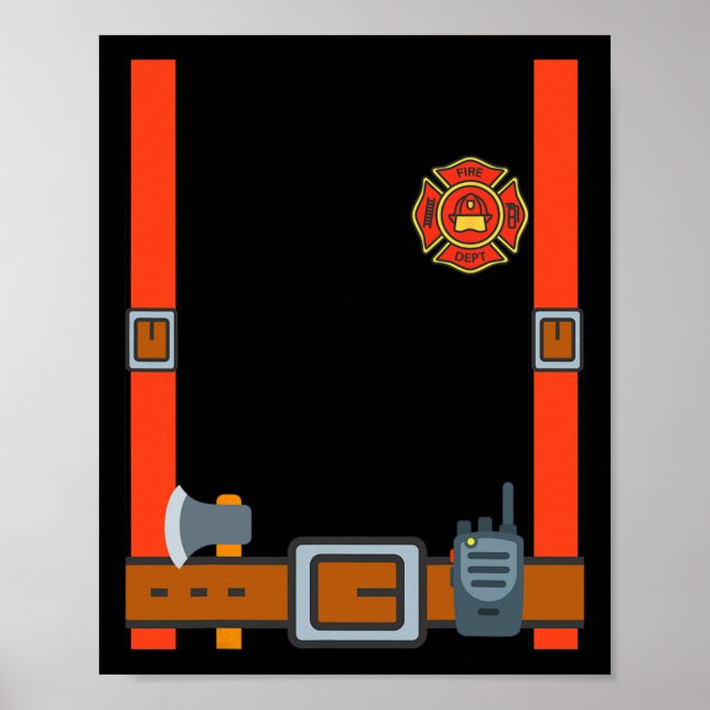 Roligt Fireman Halloween - Firefighter Costum Cost Poster (Framsidan)