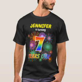 Roligt Fireworks, Rainbow look ’7’, 7:e Birthday T Shirt