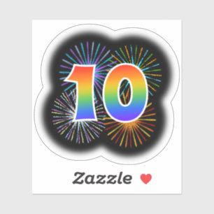 Roligt Fireworks + Rainbow Mönster "10", händelsen Klistermärken