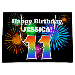 Roligt Fireworks + Rainbow Mönster ’11’ Birthday #