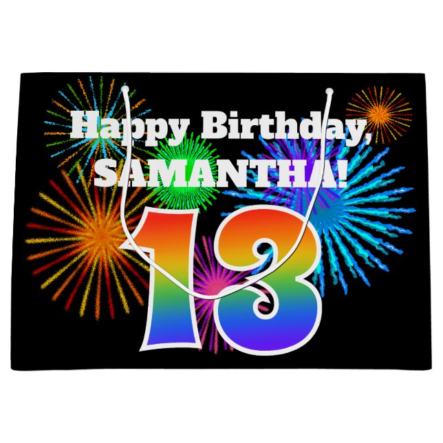 Roligt Fireworks + Rainbow Mönster ’13’ Birthday # (Framsidan)