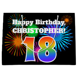 Roligt Fireworks + Rainbow Mönster ’18’ Birthday #