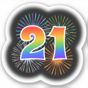 Roligt Fireworks + Rainbow Mönster "21", händelsen Klistermärken