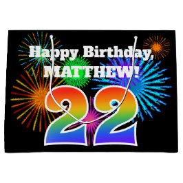 Roligt Fireworks + Rainbow Mönster "22" Birthday #