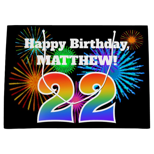 Roligt Fireworks + Rainbow Mönster "22" Birthday # (Framsidan)