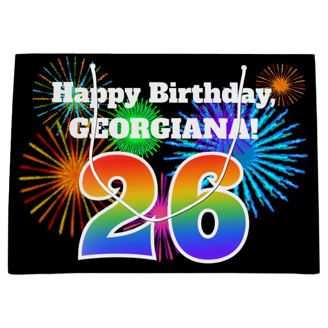 Roligt Fireworks + Rainbow Mönster "26" Birthday # (Framsidan)