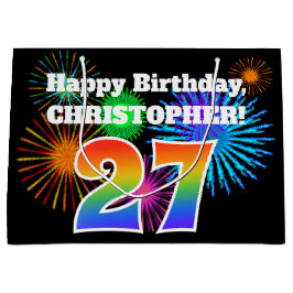 Roligt Fireworks + Rainbow Mönster "27" Birthday #