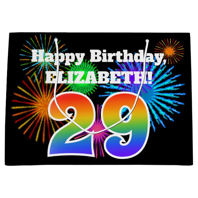 Roligt Fireworks + Rainbow Mönster "29" Birthday # (Framsidan)