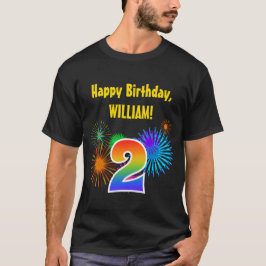 Roligt Fireworks + Rainbow Mönster ’2’ Birthday # T Shirt