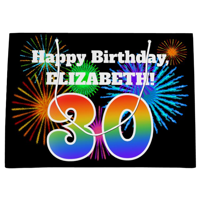 Roligt Fireworks + Rainbow Mönster ’30’ Birthday # (Framsidan)