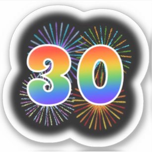 Roligt Fireworks + Rainbow Mönster "30", händelsen Klistermärken