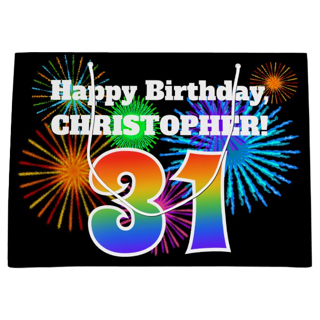 Roligt Fireworks + Rainbow Mönster ’31’ Birthday # (Framsidan)